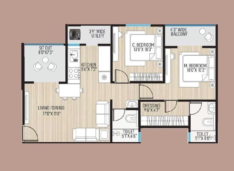 Balwadkar Shreepati Heritage Unit plan - 794 sq.ft.