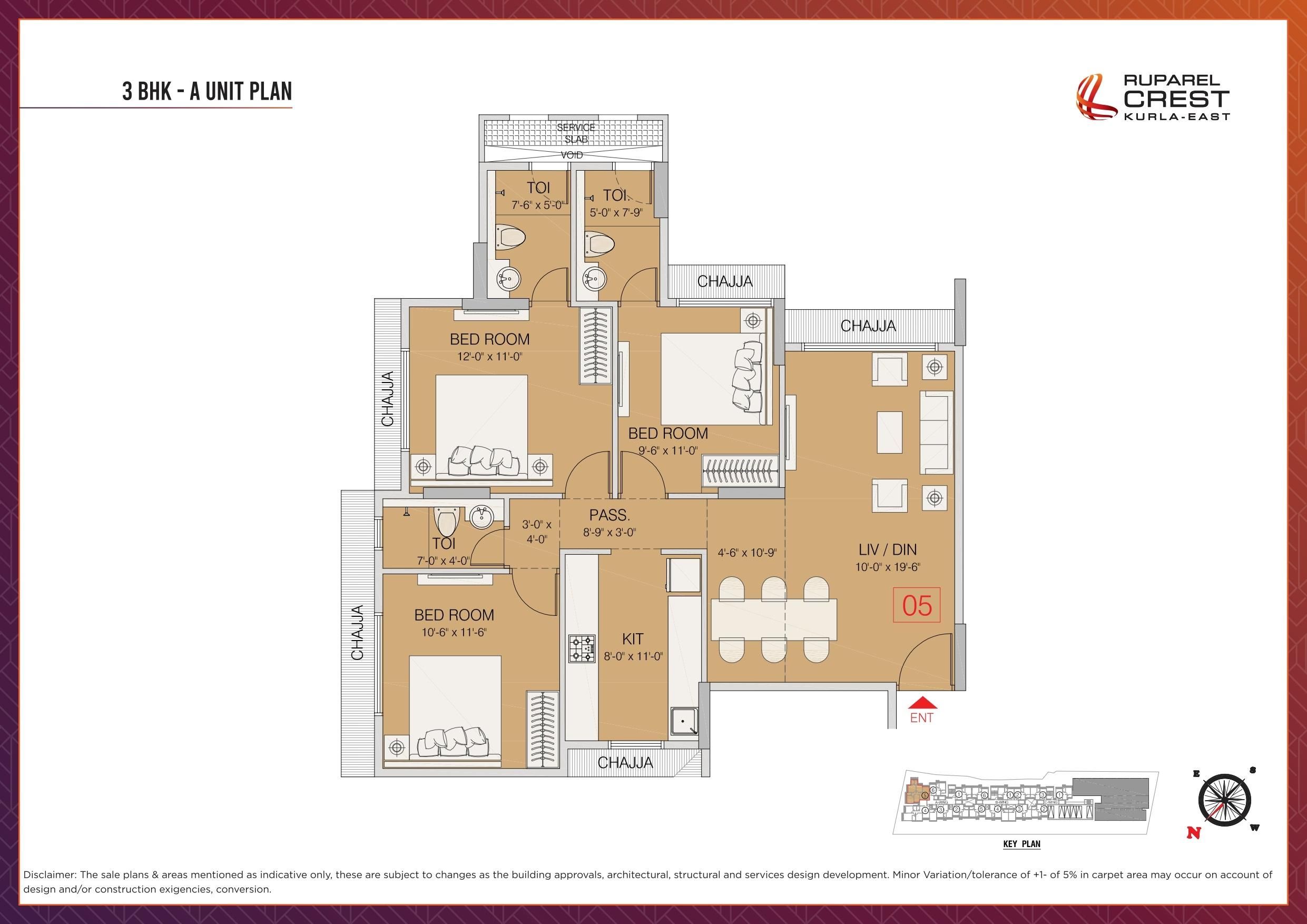 Ruparel Crest Unit plan - 742 sq.ft.