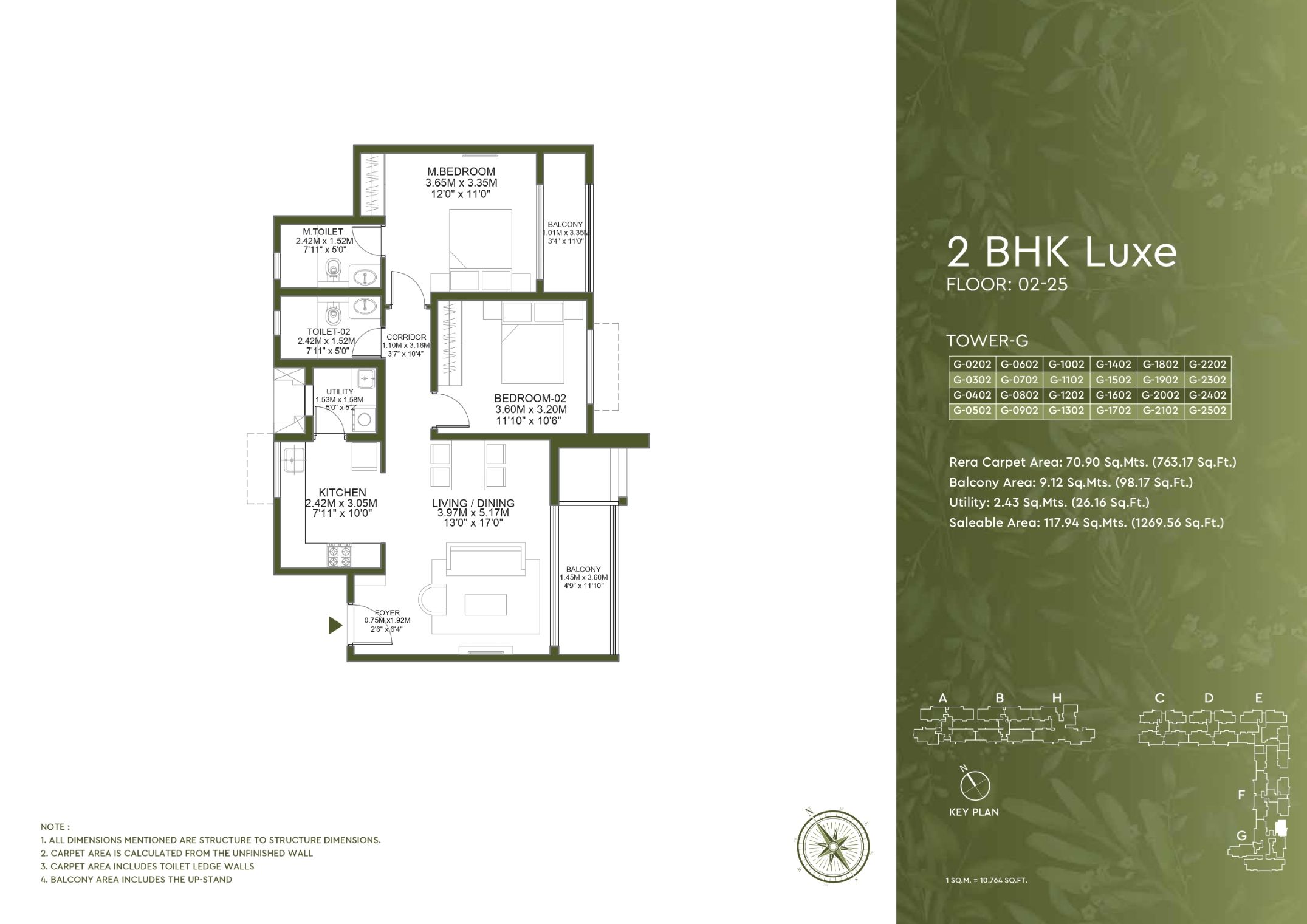 Godrej Lakeside Orchard Unit plan - 763 sq.ft.