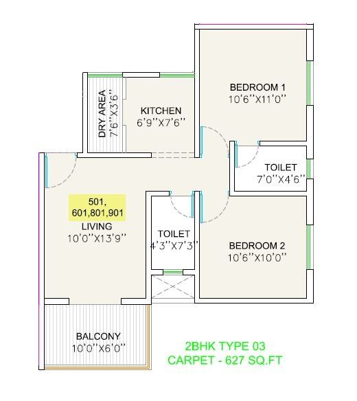 ANP Olympus Unit plan - 627 sq.ft.
