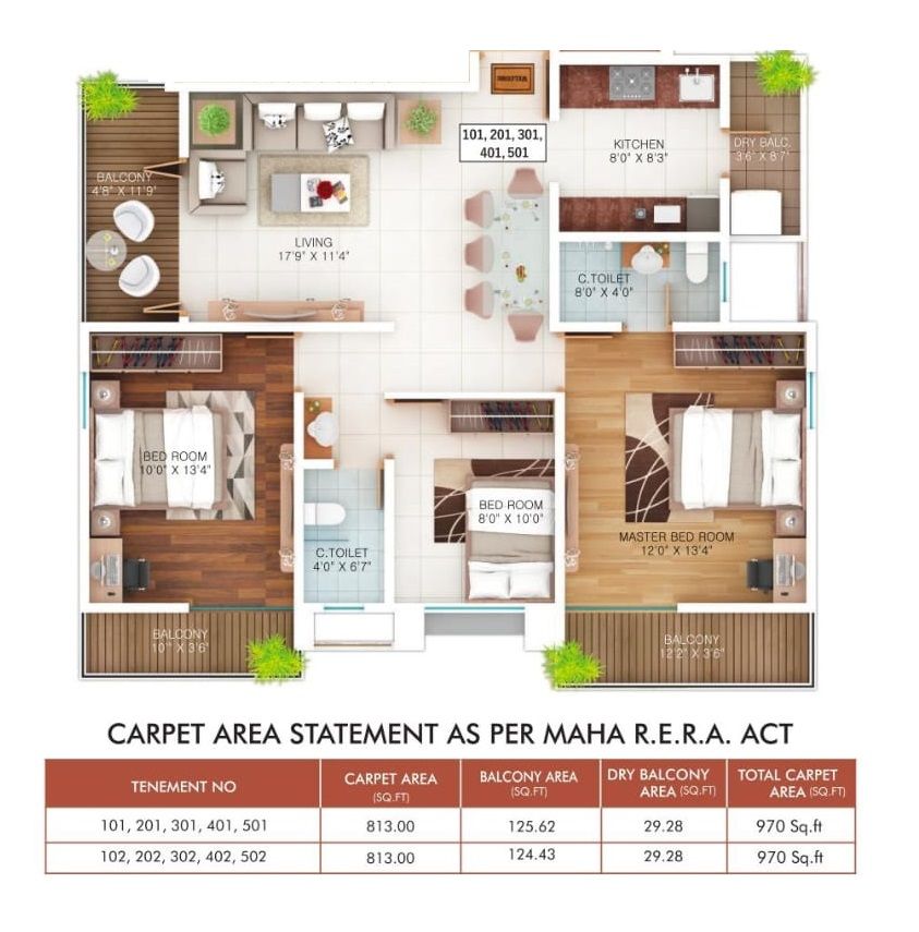 Unit plan - 970 sq.ft.