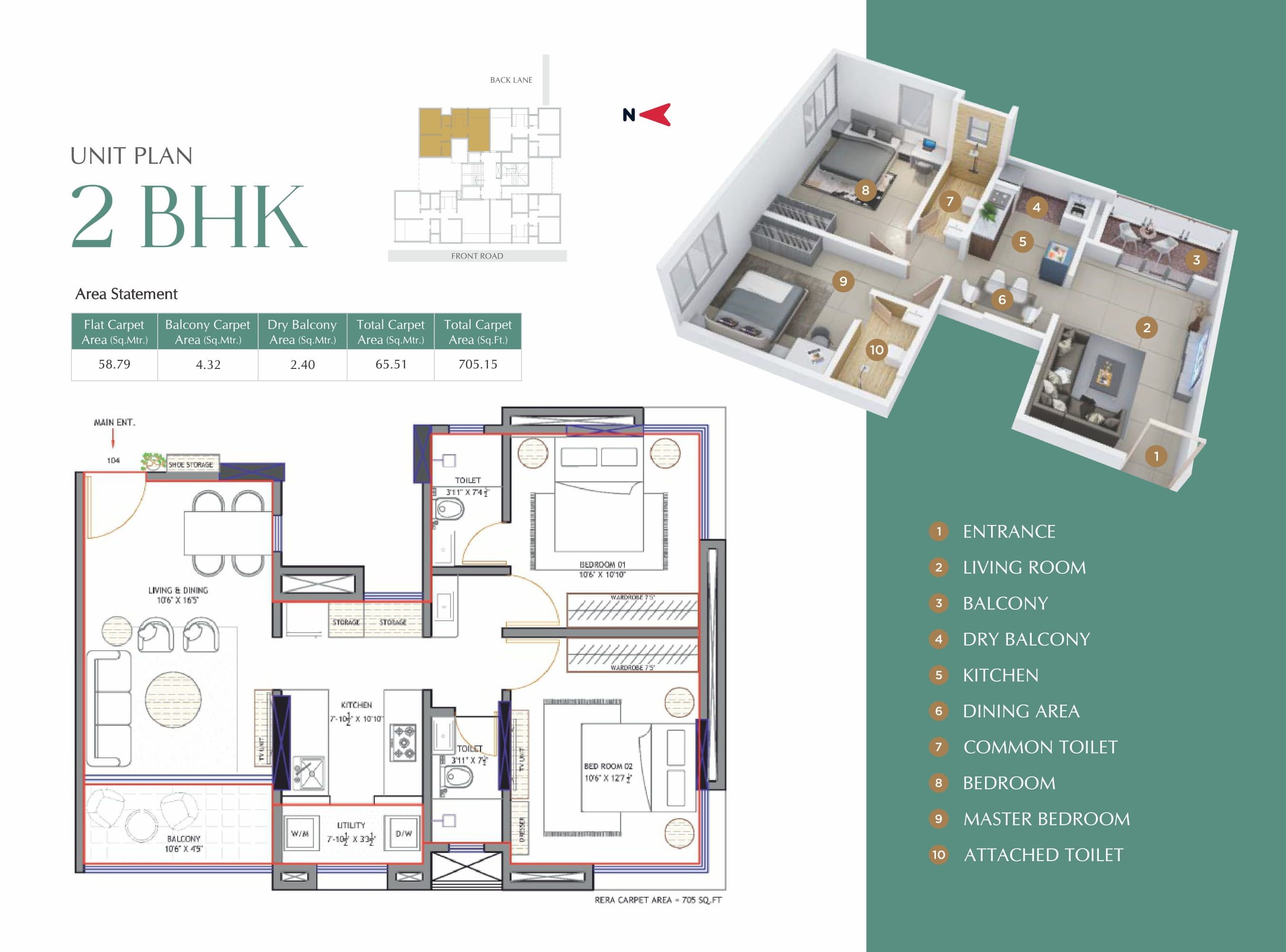 Unit plan - 705 sq.ft.