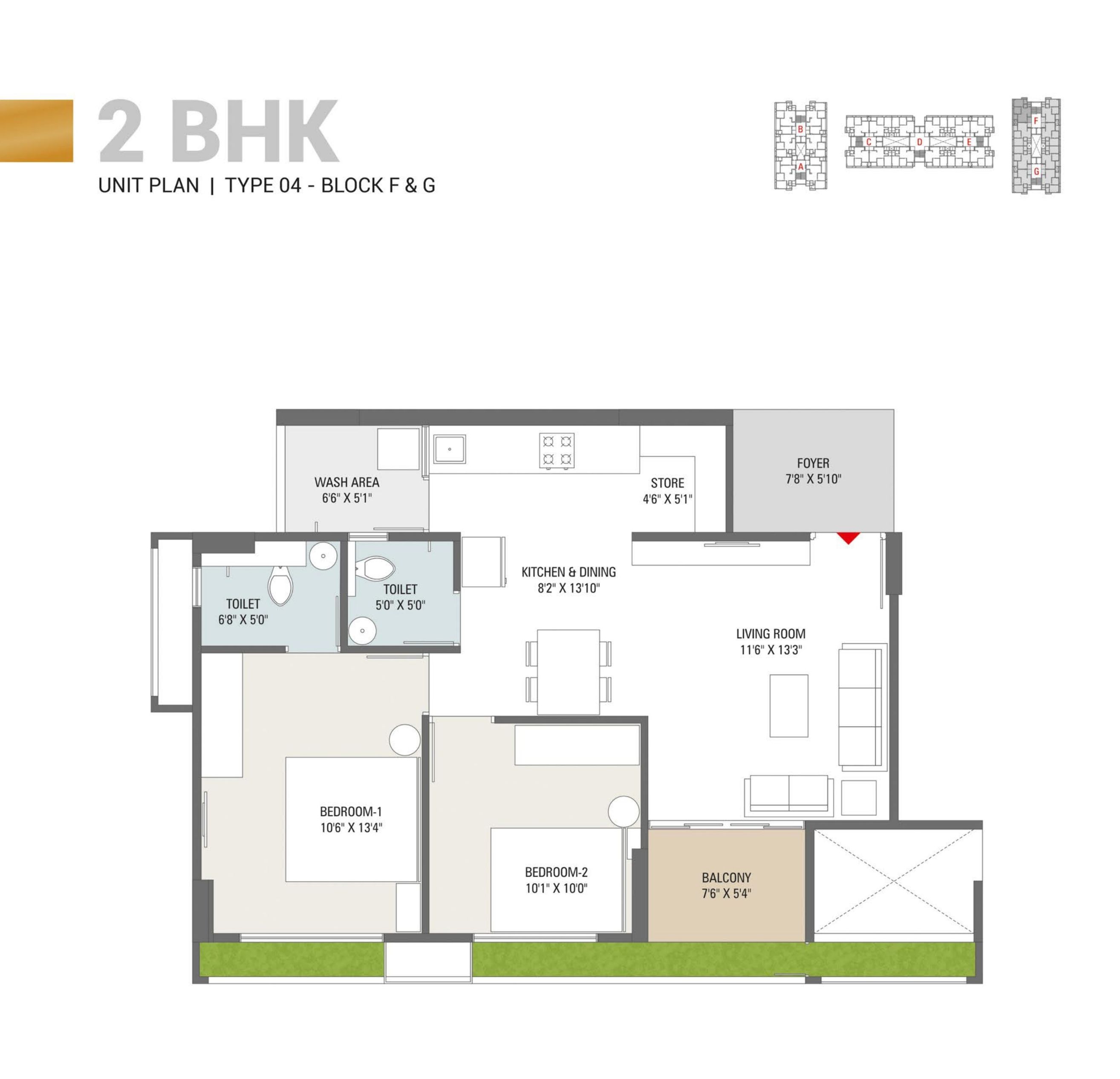 Samved Opera Unit plan - 826 sq.ft.