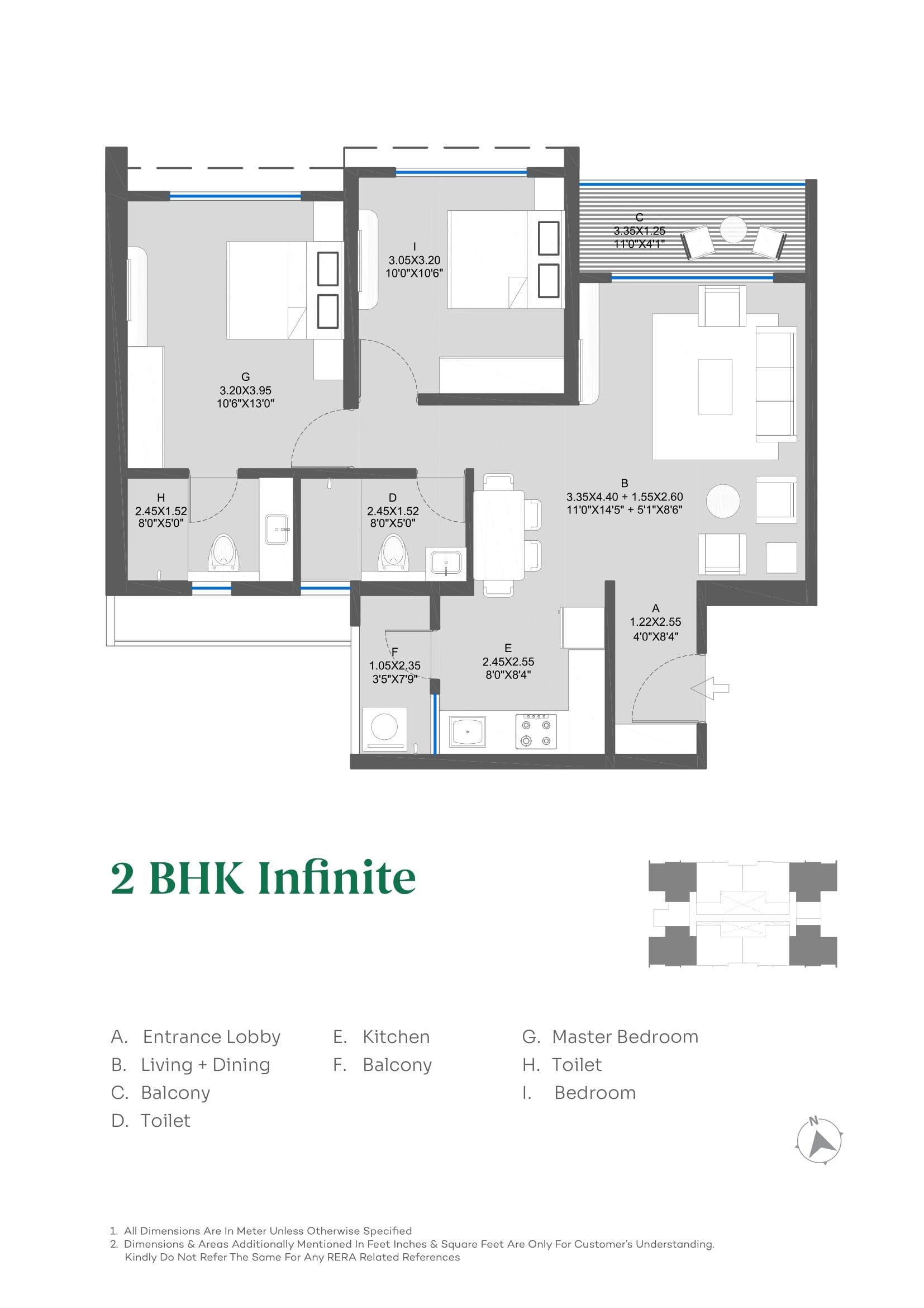 Kolte Patil Bond Unit plan - 763 sq.ft.