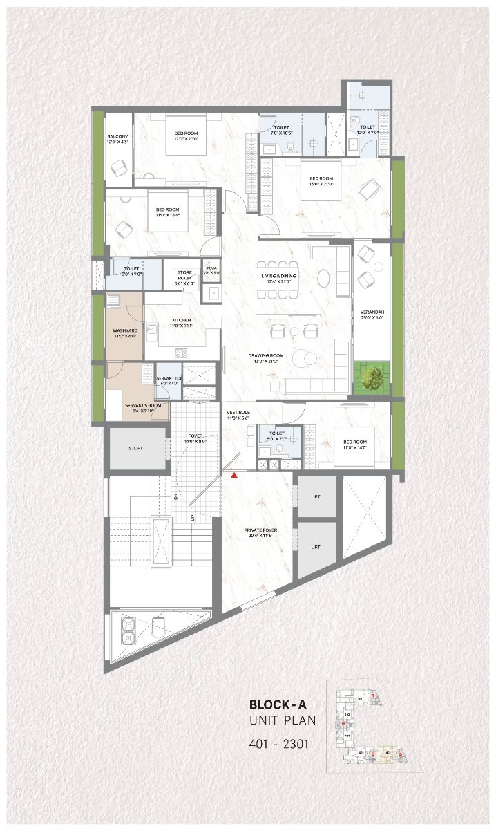 Madhav Oeuvre 2 Unit plan - 2391 sq.ft.