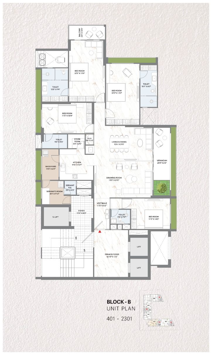 Madhav Oeuvre 2 Unit plan - 2530 sq.ft.
