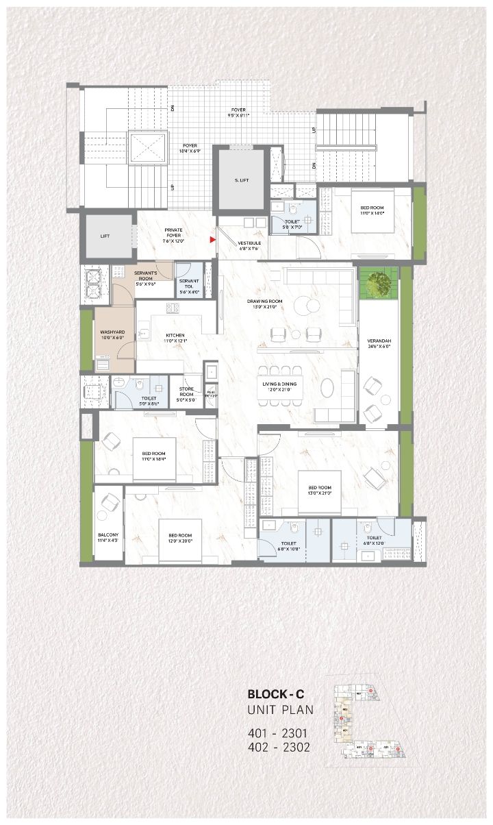 Madhav Oeuvre 2 Unit plan - 2585 sq.ft.