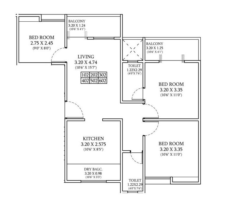 Unit plan - 823 sq.ft.