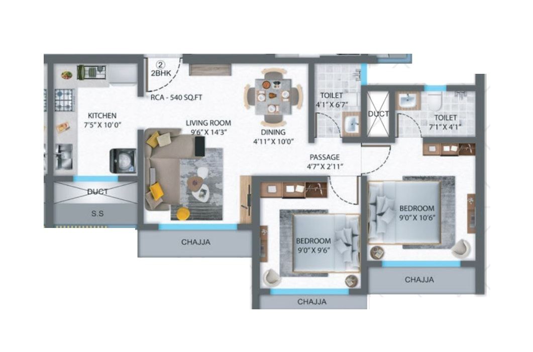 Unit plan - 541 sq.ft.