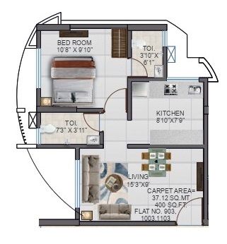 Unit plan - 400 sq.ft.