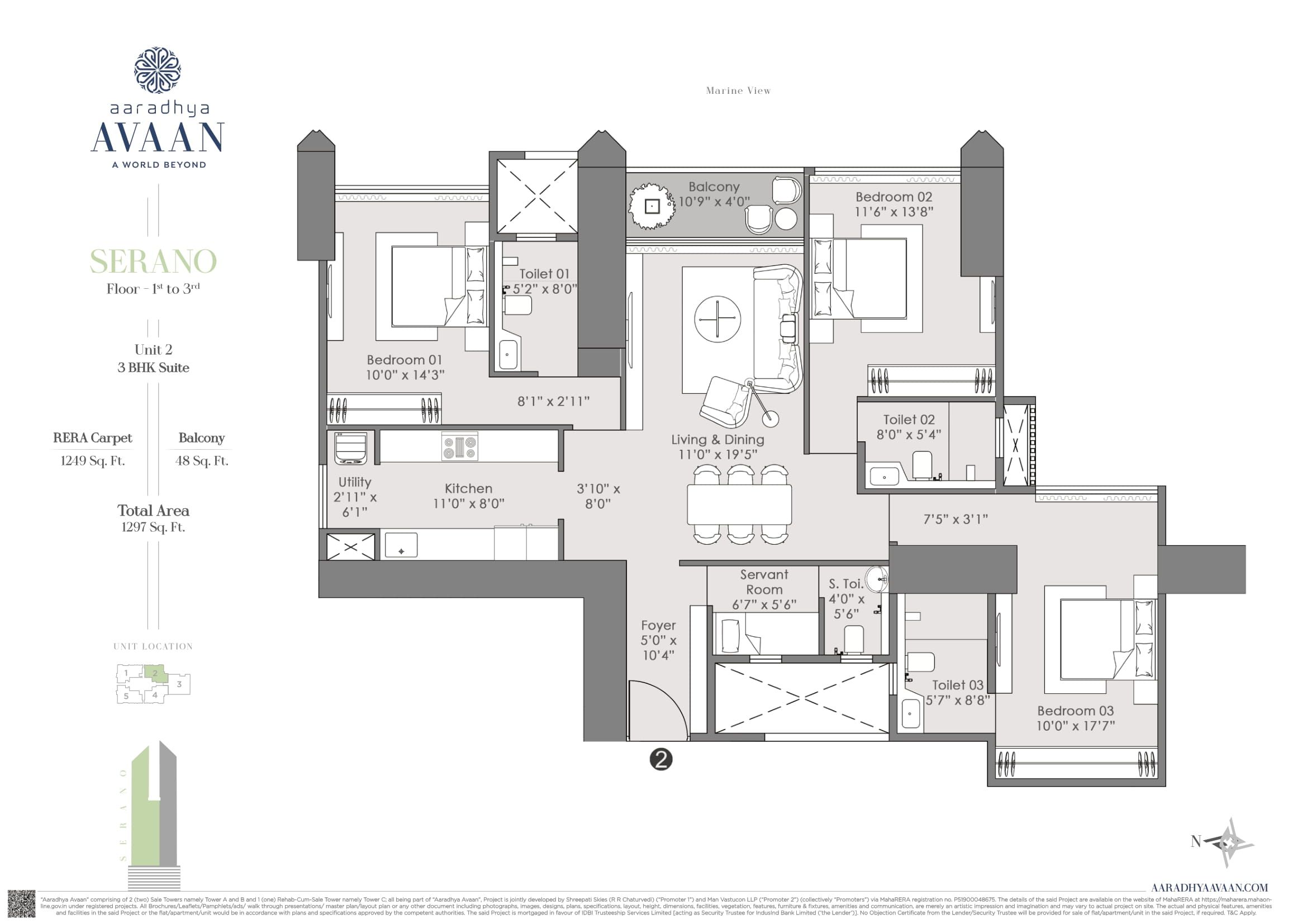 MICL Aaradhya Avaan Unit plan - 1297 sq.ft.