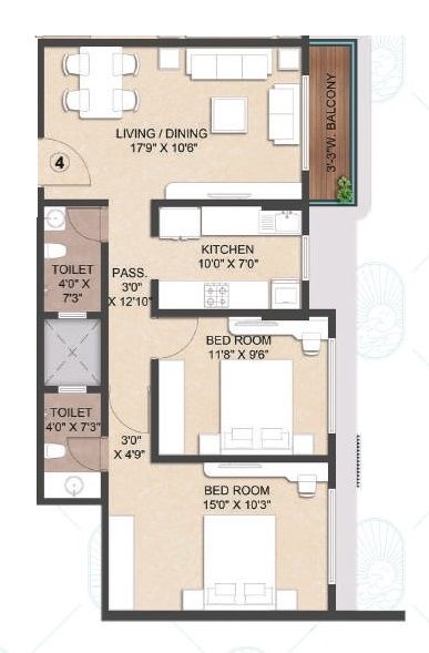 Unit plan - 700 sq.ft.