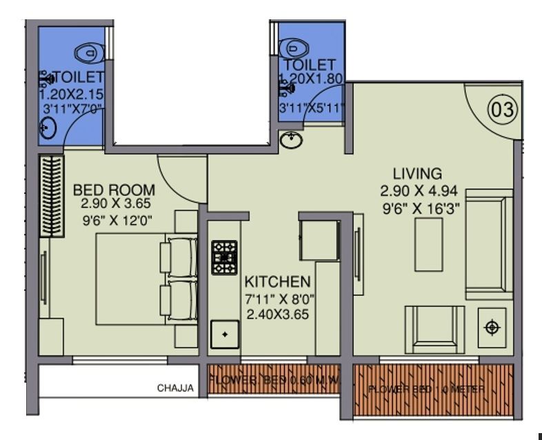 Unit plan - 476 sq.ft.