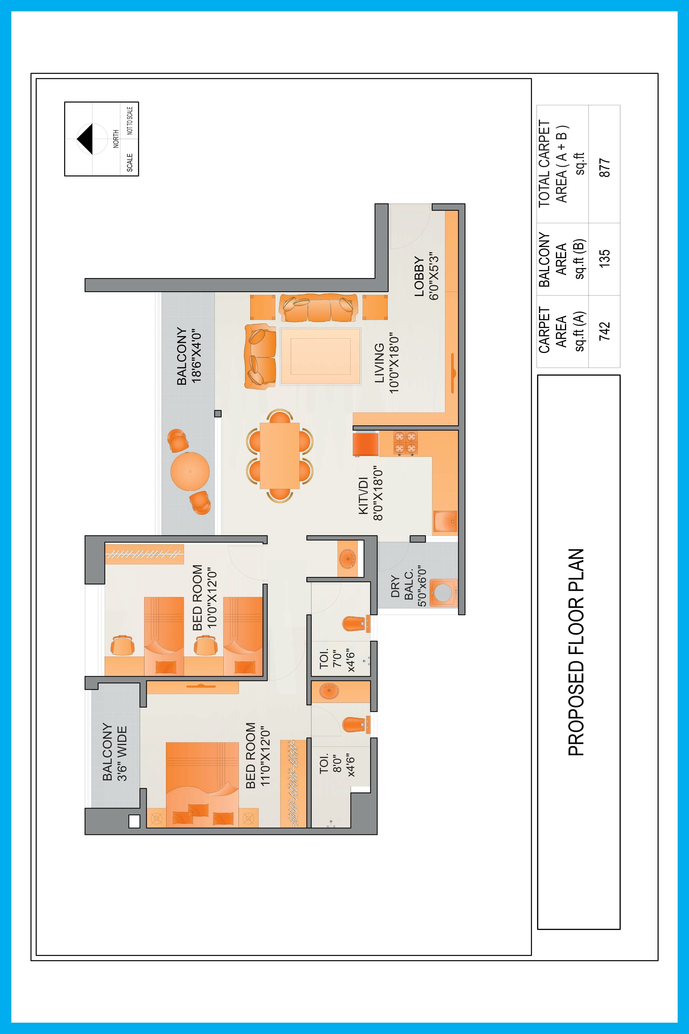 Unit plan - 877 sq.ft.