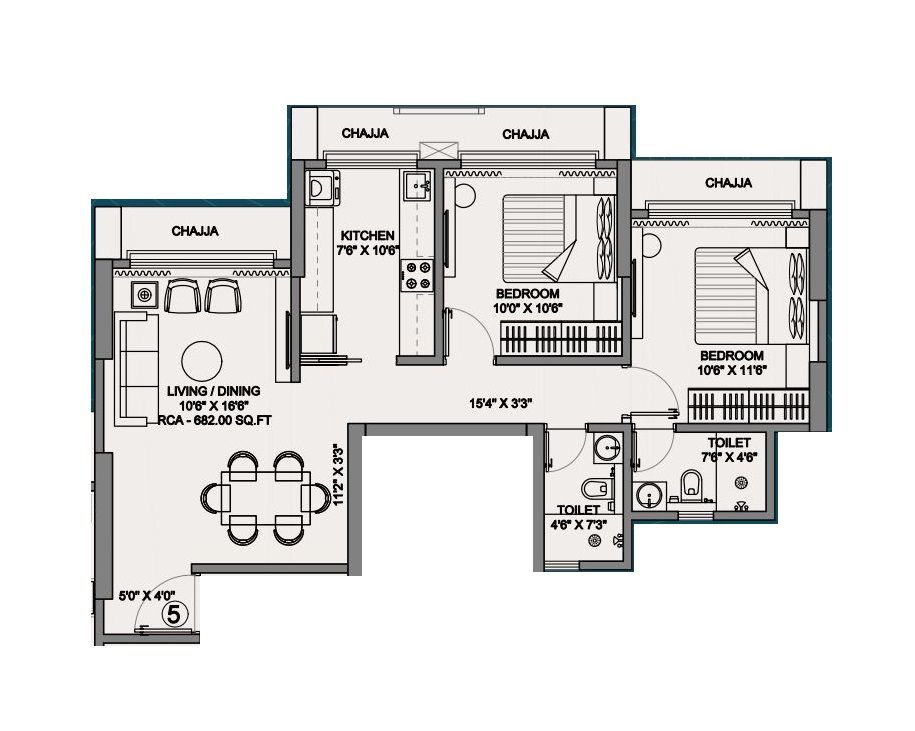 Disha Elysium Unit plan - 682 sq.ft.