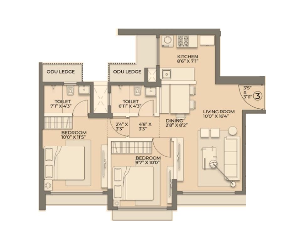 Arkade Views Unit plan - 582 sq.ft.