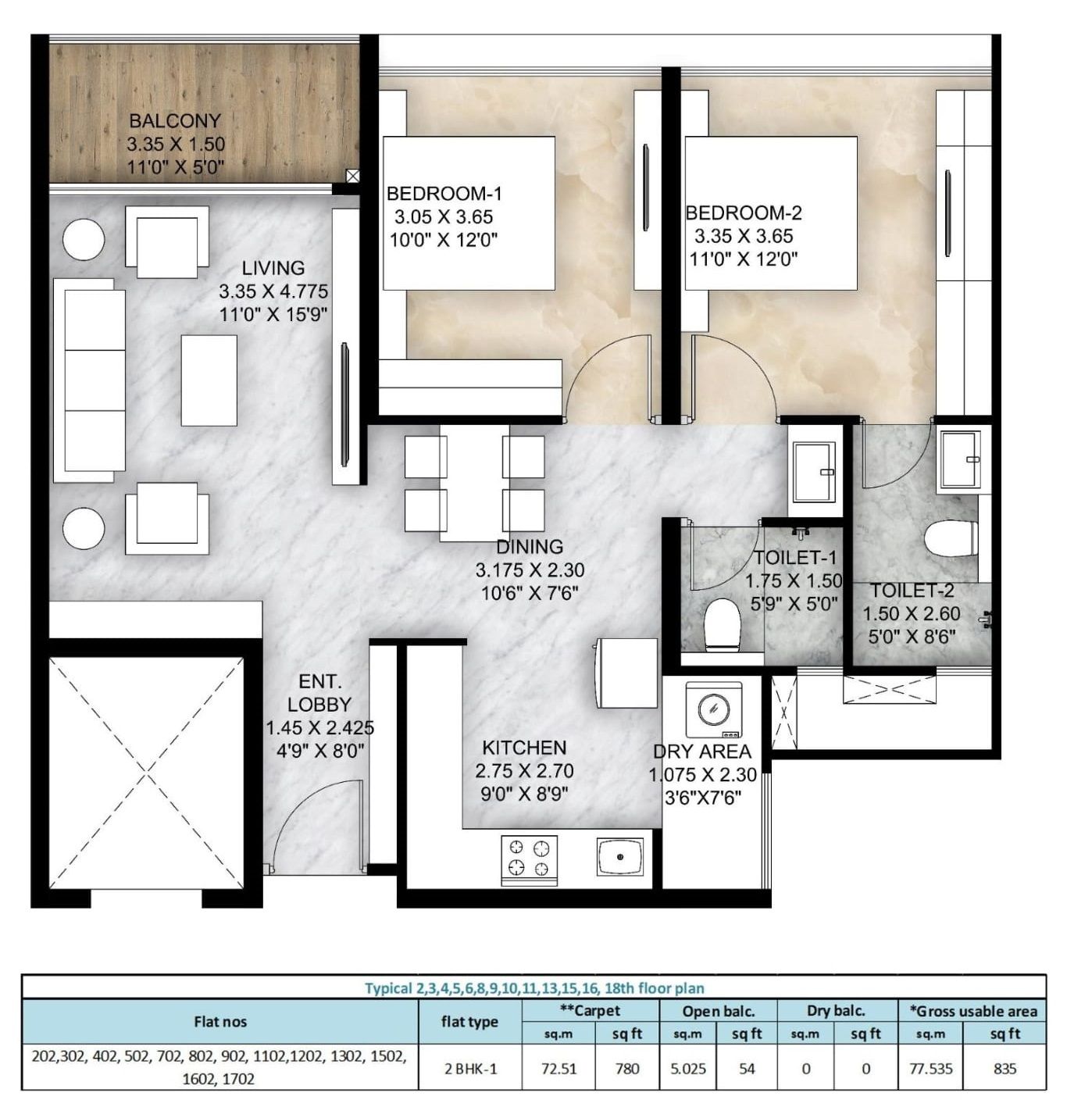 Mantra Riverside Unit plan - 812 sq.ft.