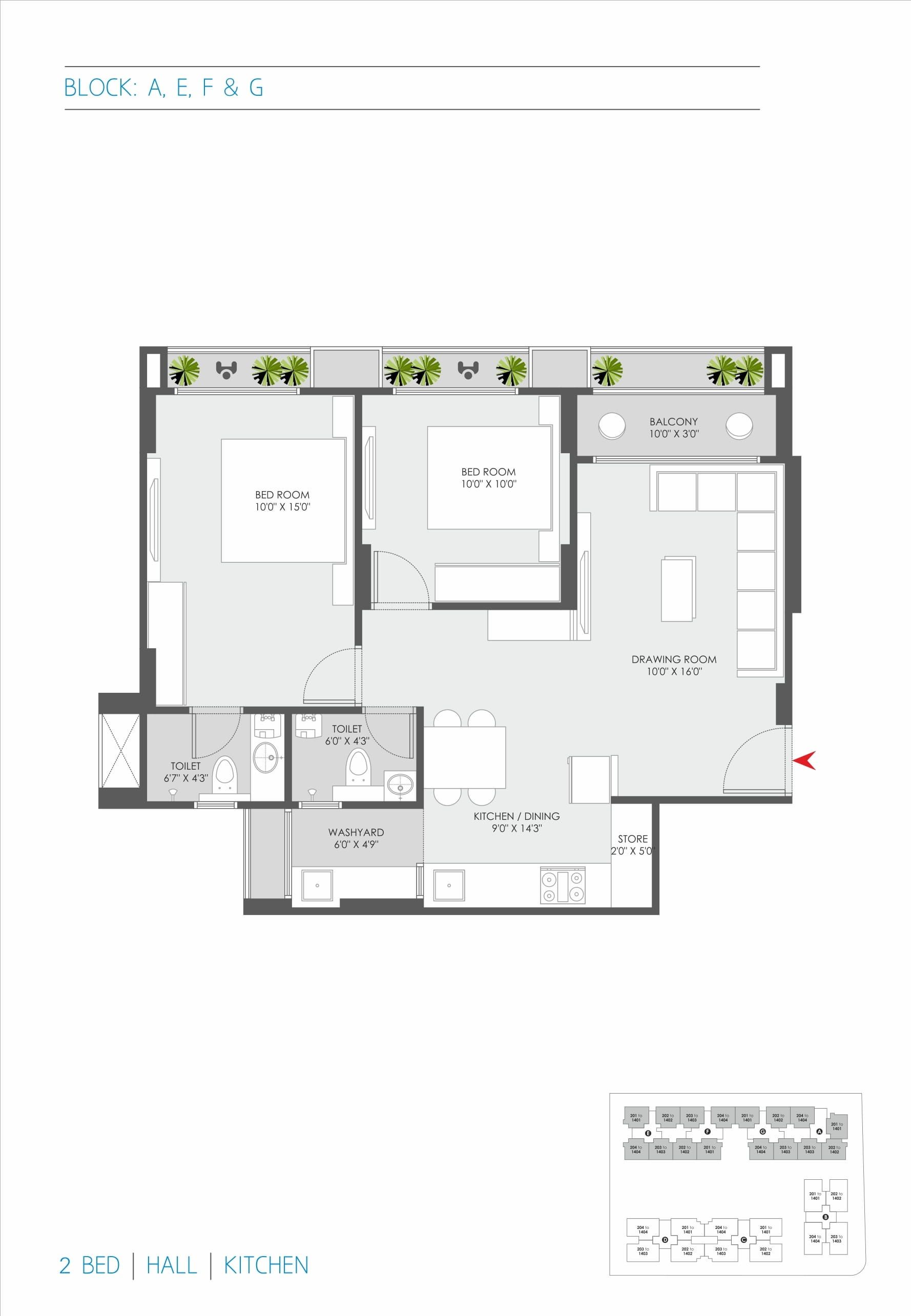 Kavisha AER Unit plan - 683 sq.ft.