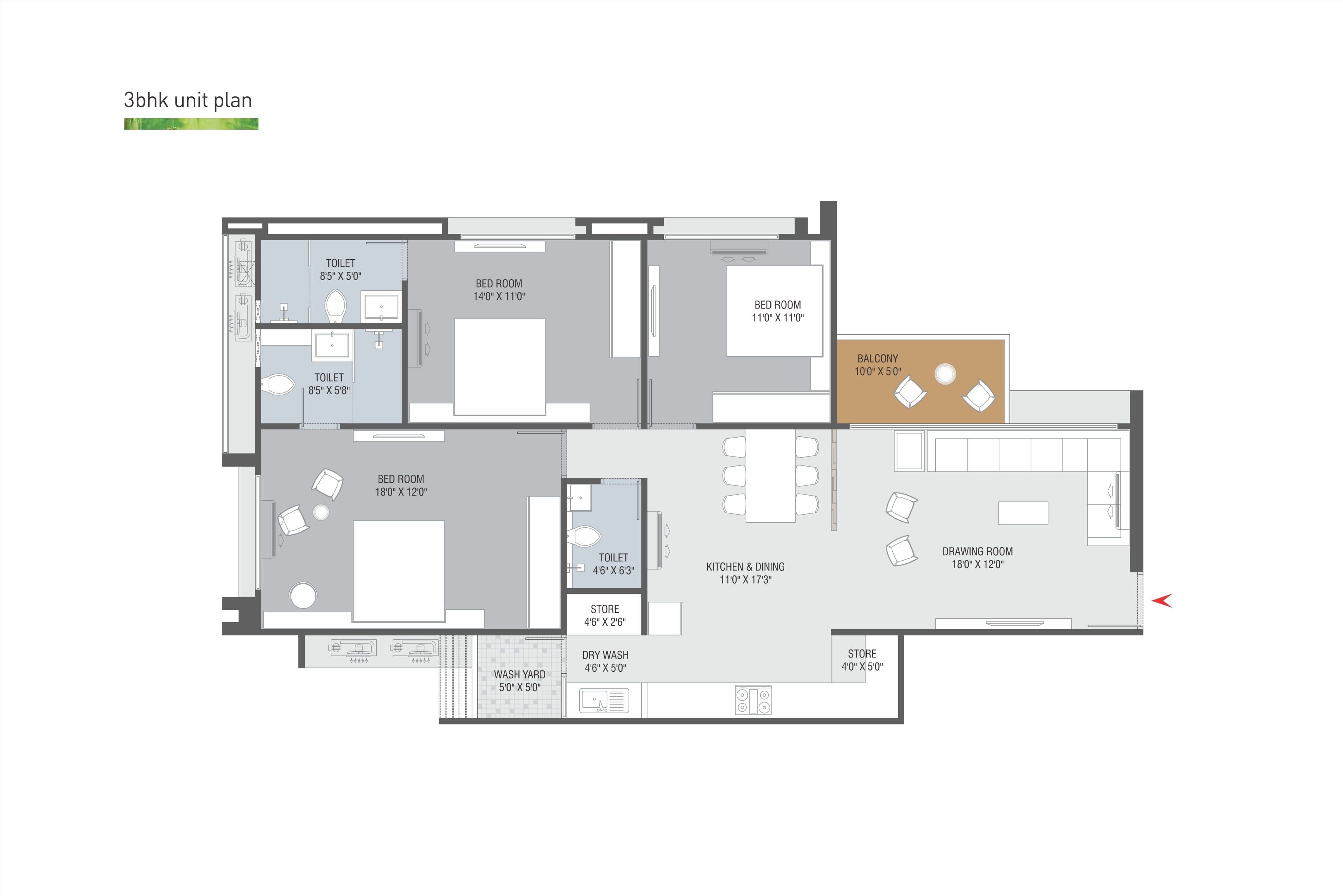 Kavisha The Canvas Unit plan - 1200 sq.ft.