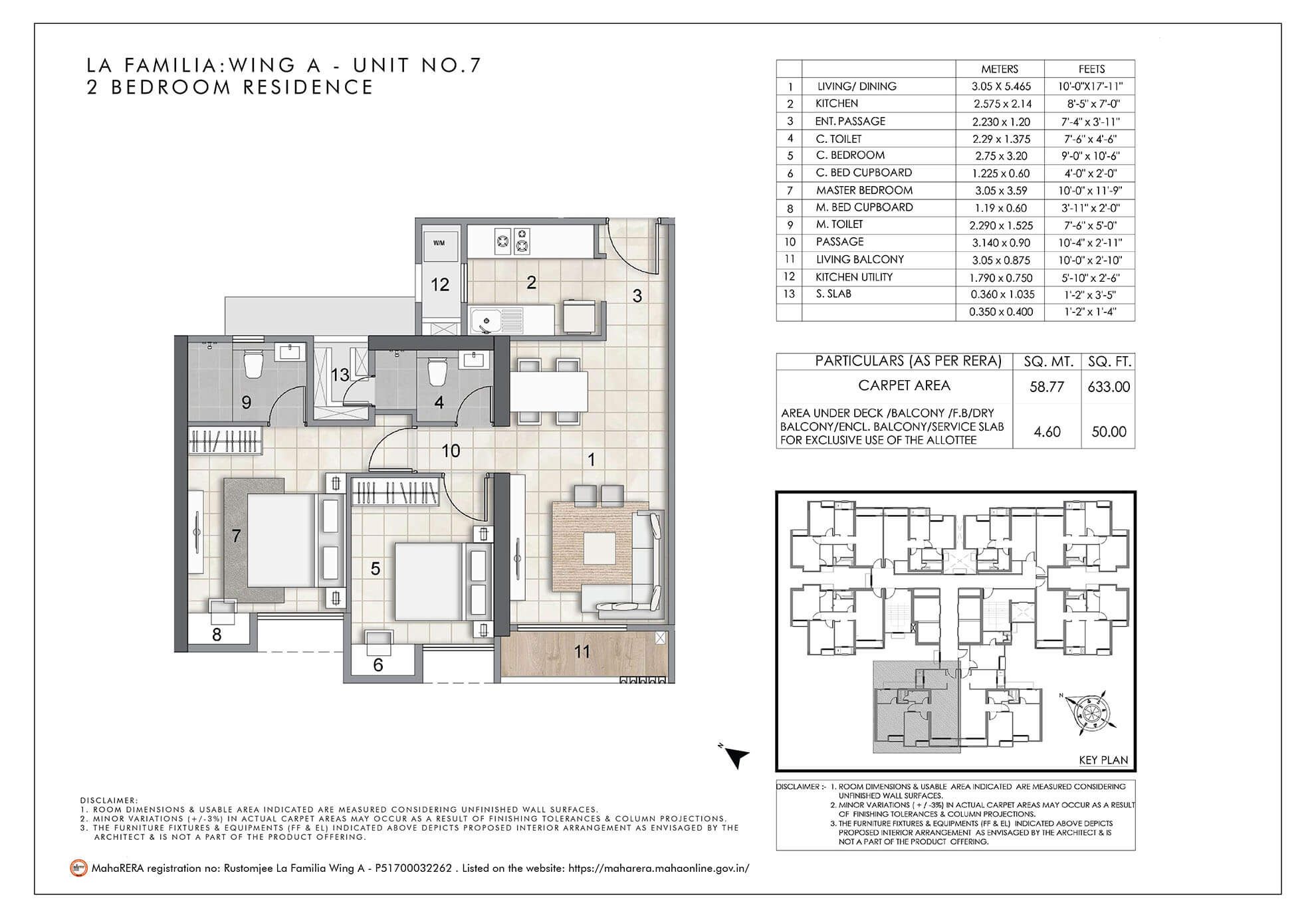 Rustomjee La Familia Unit plan - 682 sq.ft.