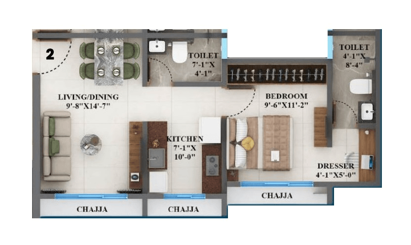 Unit plan - 430 sq.ft.