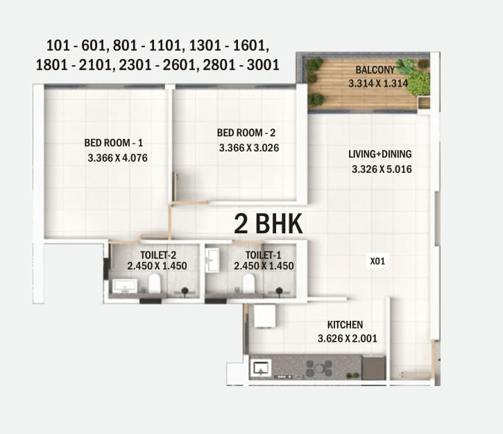Kumar Magnacity Unit plan - 757 sq.ft.