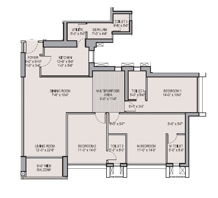 Oberoi Garden City Unit plan - 1475 sq.ft.