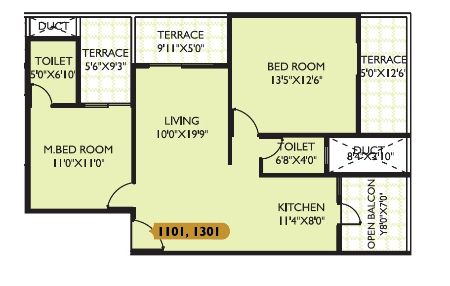 Keshav Leela Polaris Unit plan - 898 sq.ft.