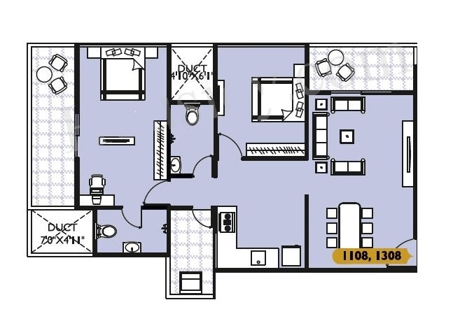 Keshav Leela Polaris Unit plan - 989 sq.ft.