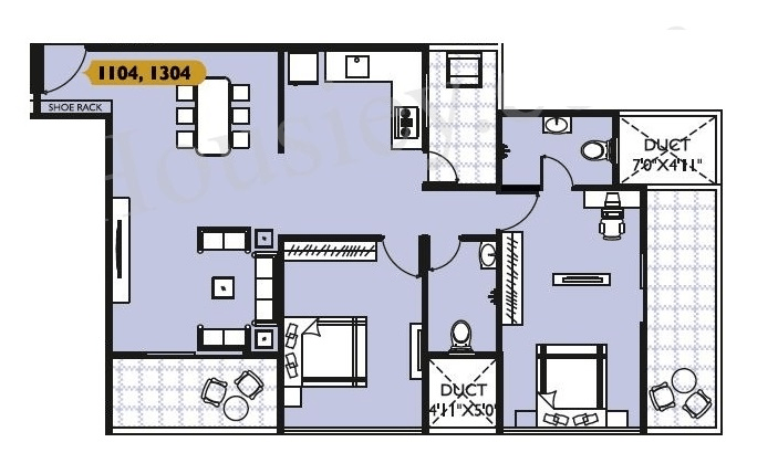 Keshav Leela Polaris Unit plan - 1042 sq.ft.