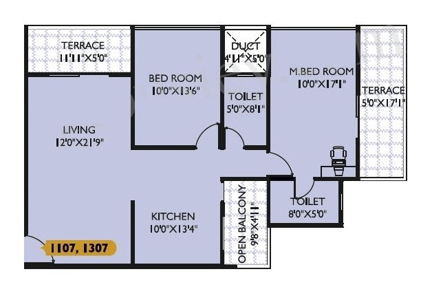 Keshav Leela Polaris Unit plan - 1043 sq.ft.