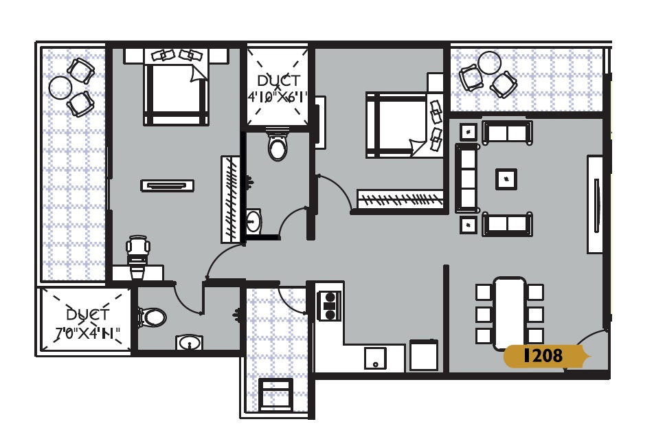 Keshav Leela Polaris Unit plan - 1017 sq.ft.