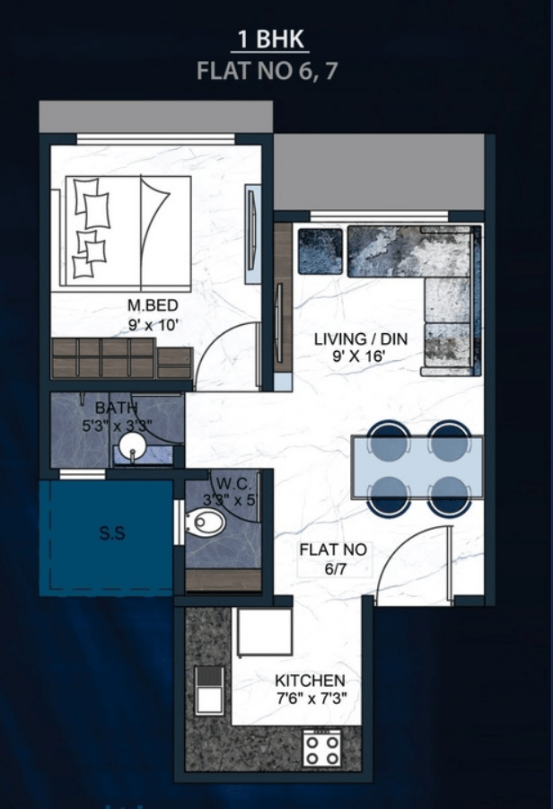 Unit plan - 358 sq.ft.
