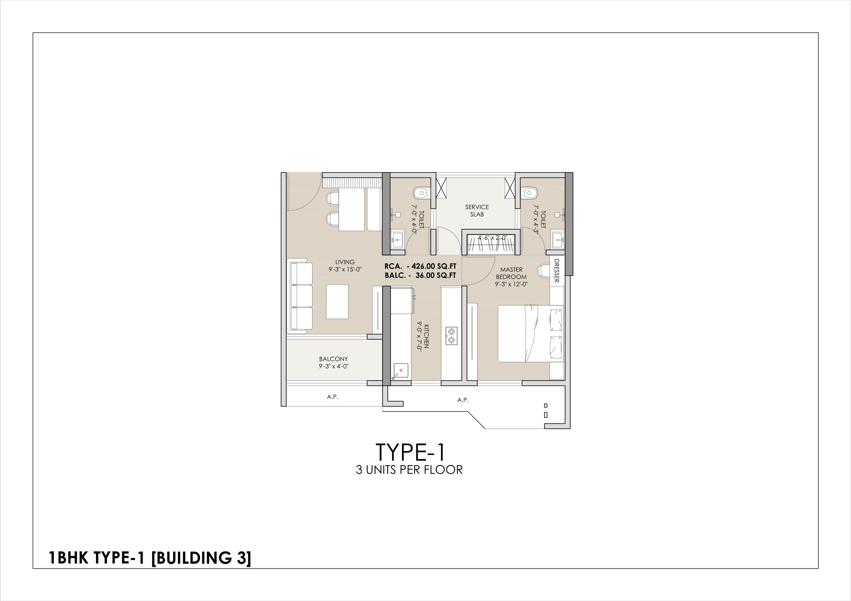 Ramdev Avighna Sky Unit plan - 462 sq.ft.