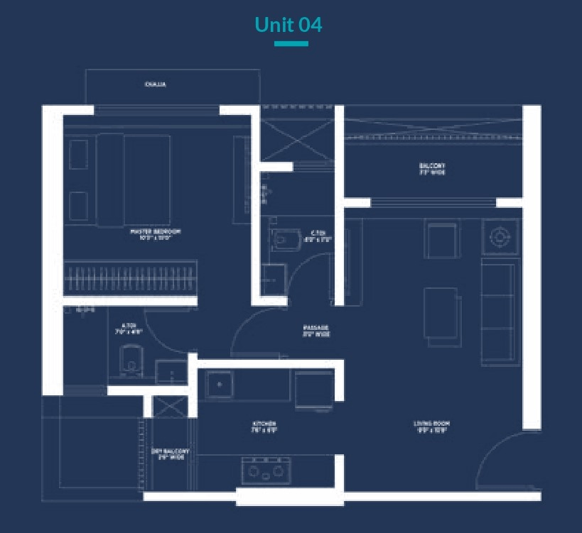Unit plan - 457 sq.ft.
