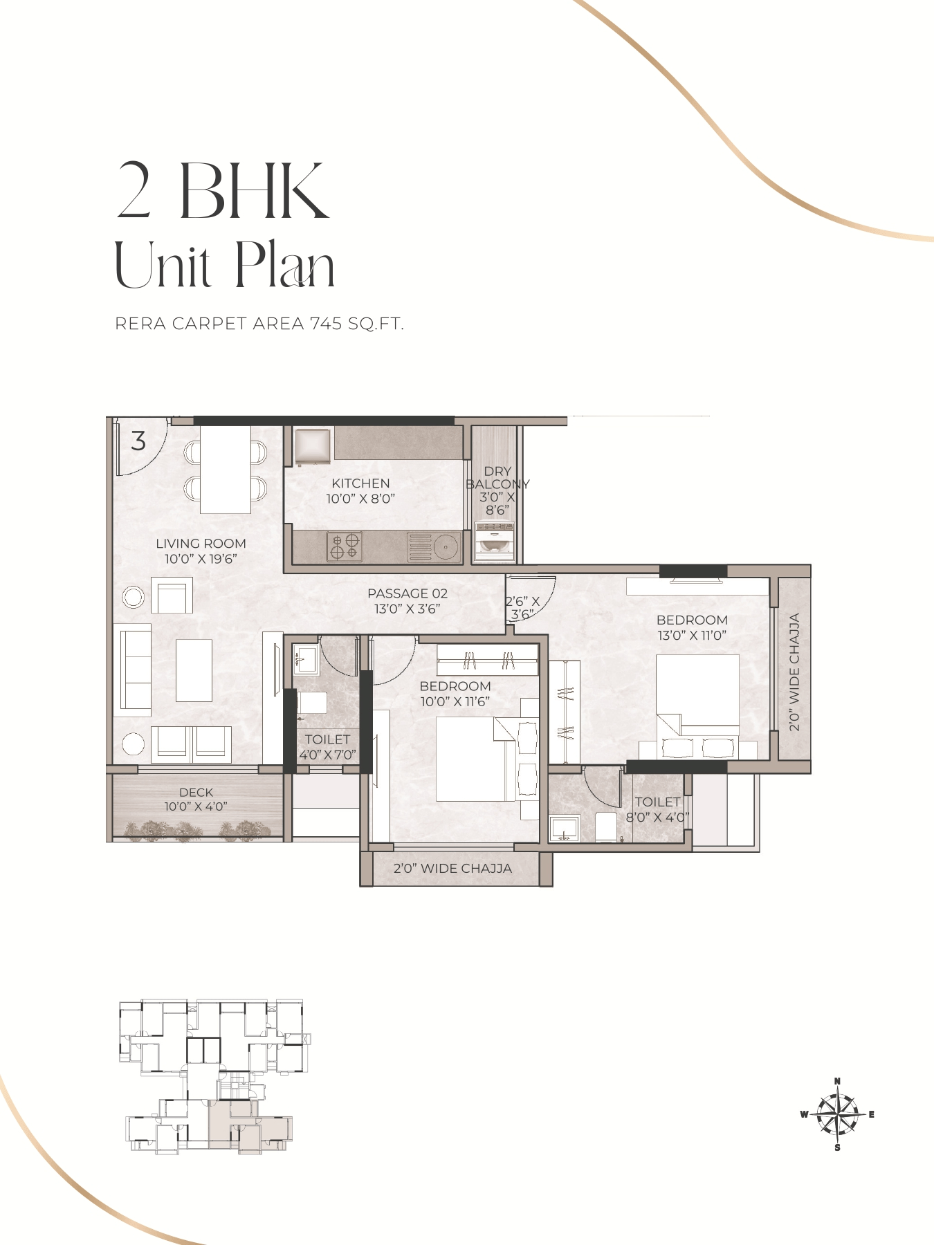 Unit plan - 745 sq.ft.