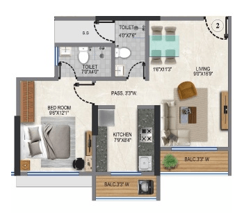 Unit plan - 426 sq.ft.