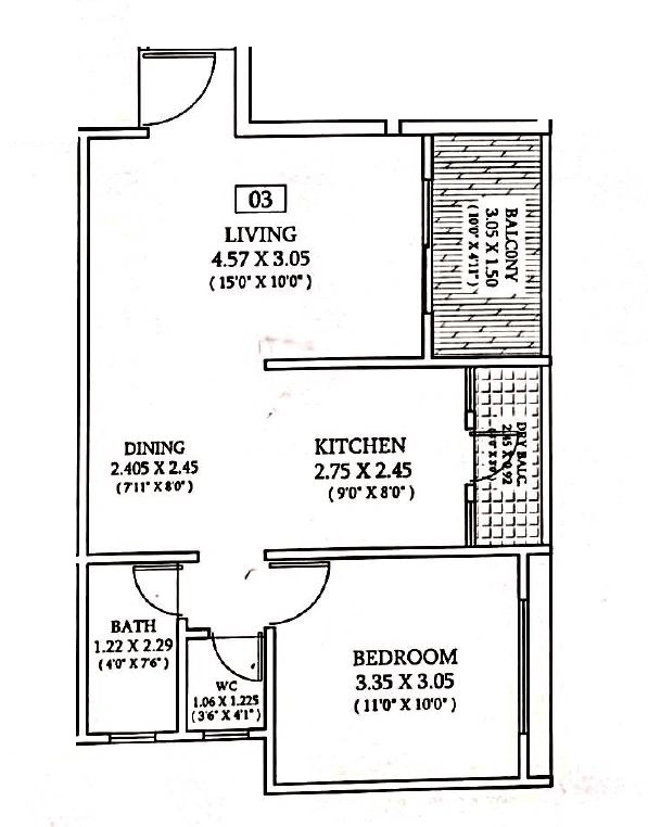 Unit plan - 576 sq.ft.