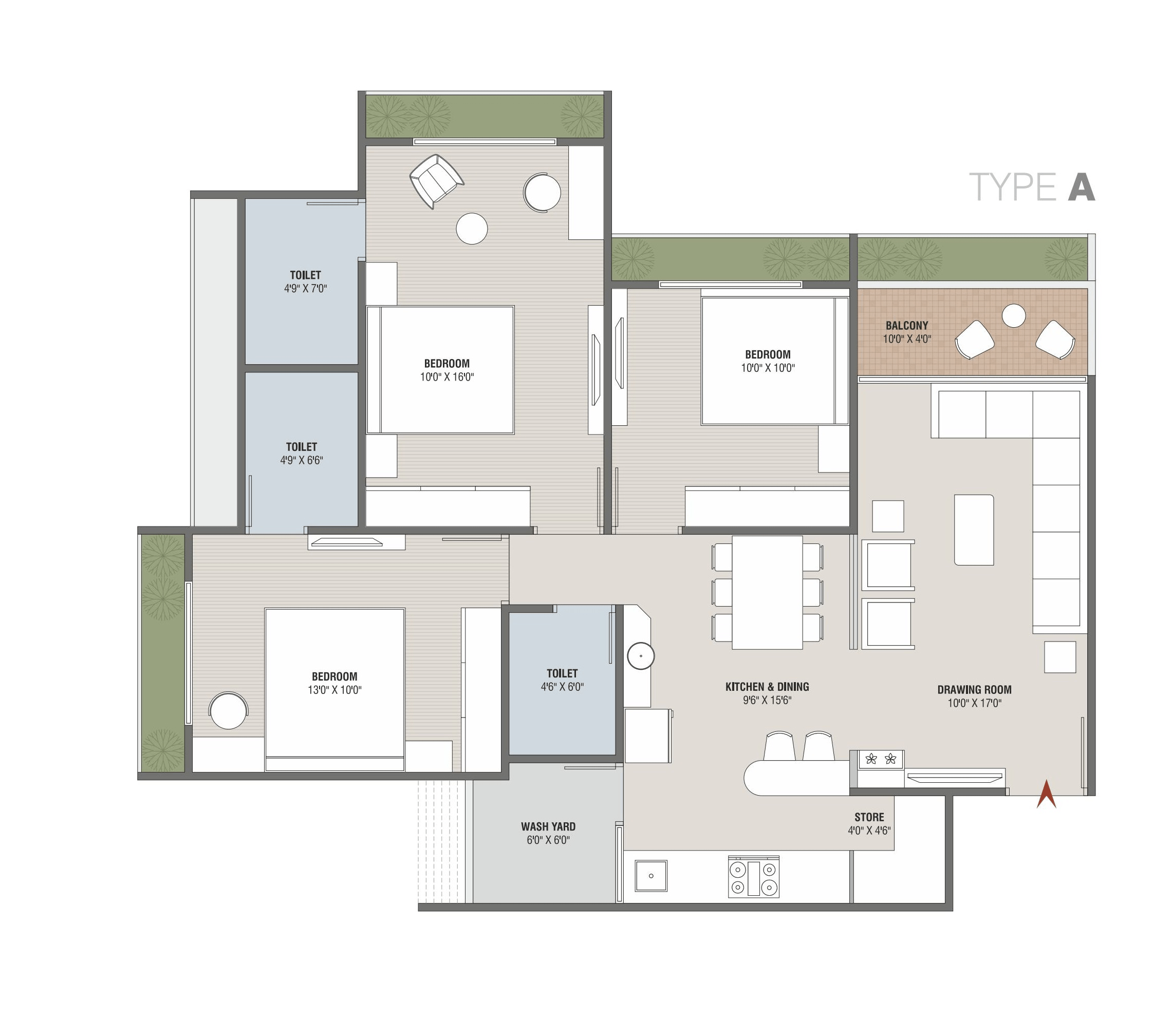 Unit plan - 960 sq.ft.