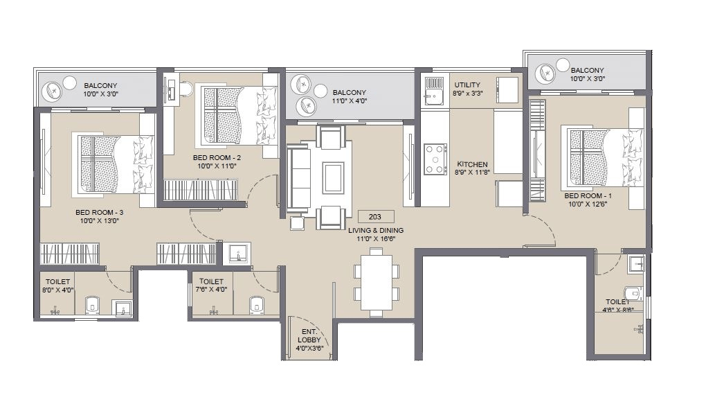 Unit plan - 1012 sq.ft.