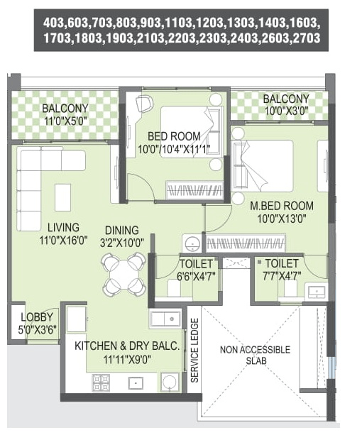 Yashada Earthsong Unit plan - 810 sq.ft.
