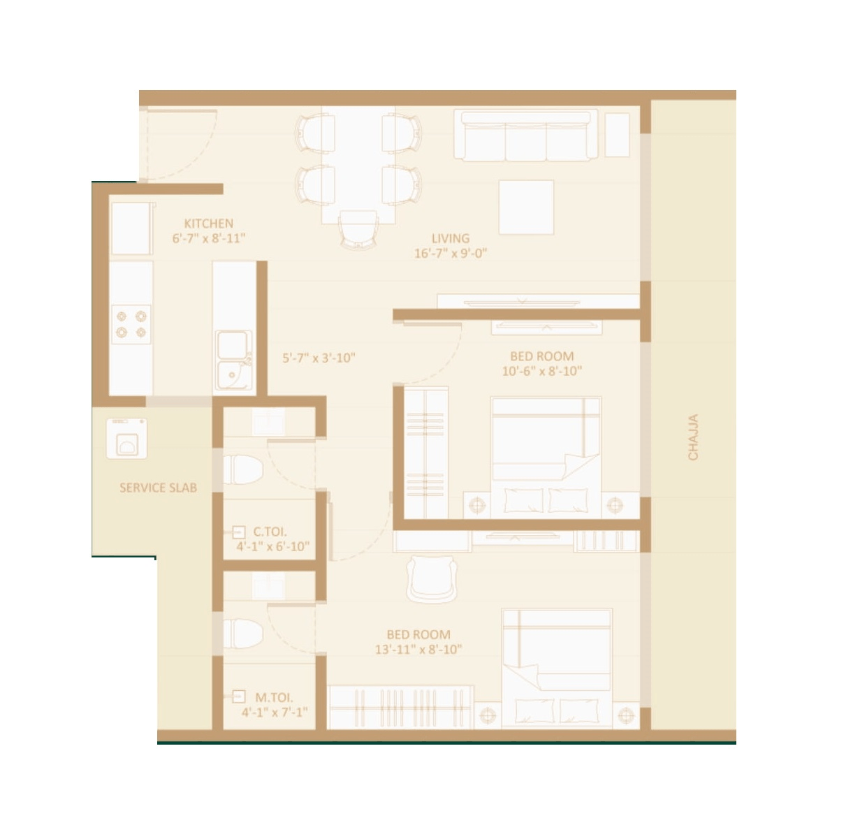 Avant Buzz Unit plan - 576 sq.ft.