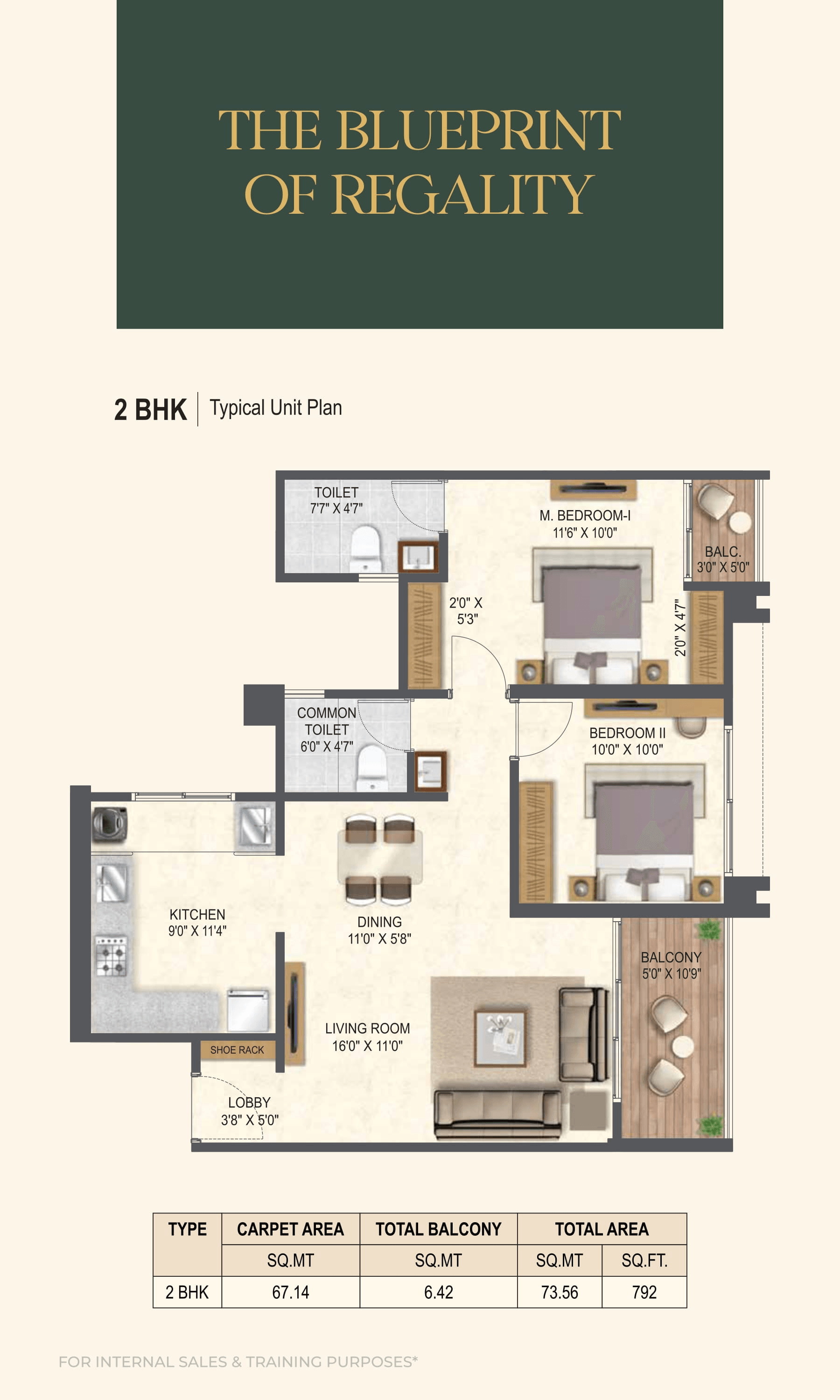 Miracle Imperio Towers Unit plan - 792 sq.ft.