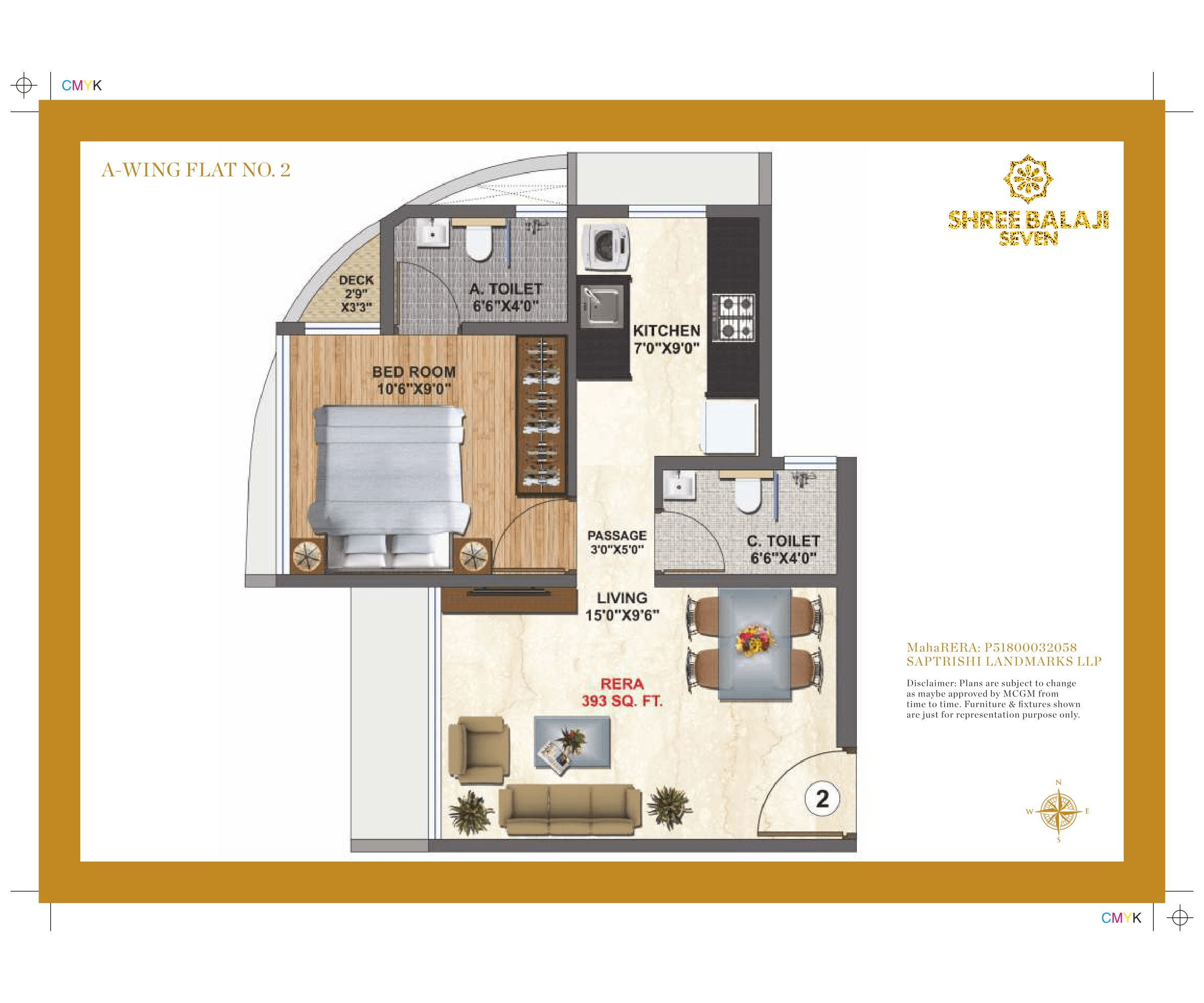 Shree Balaji Seven Unit plan - 393 sq.ft.