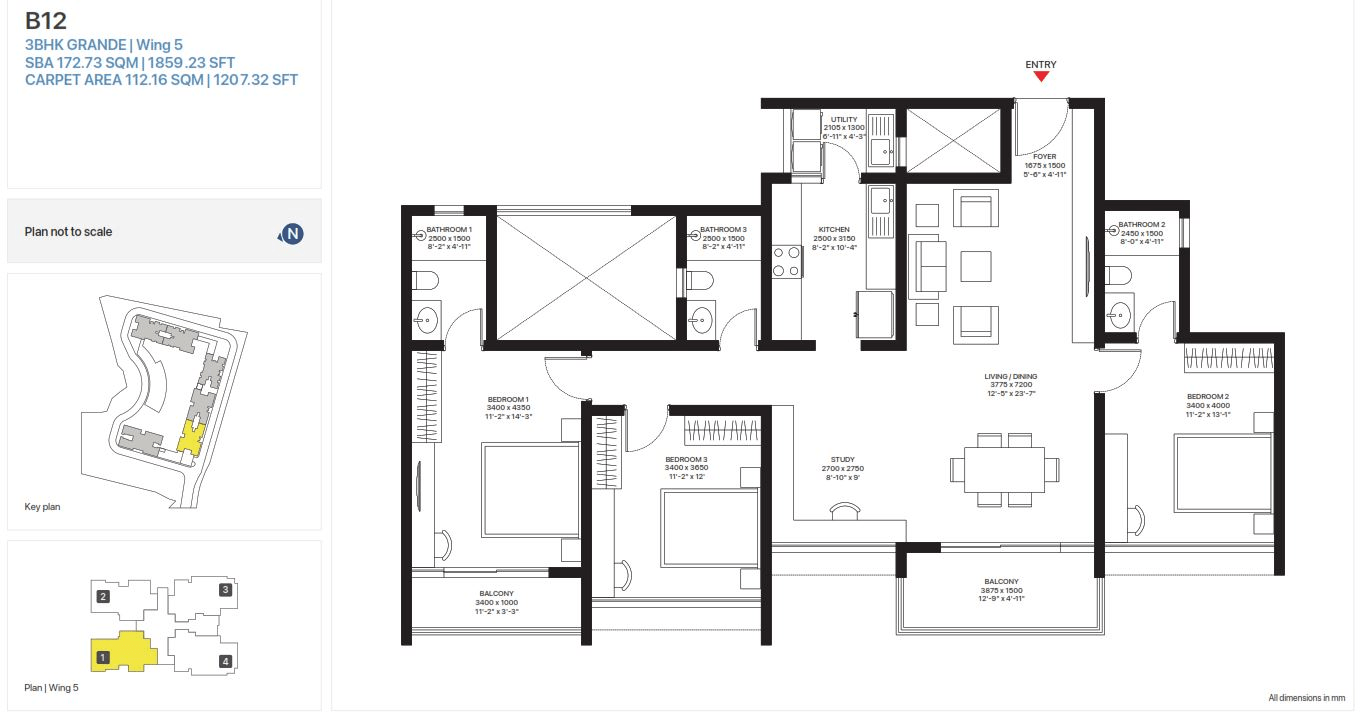 Unit plan - 1207 sq.ft.