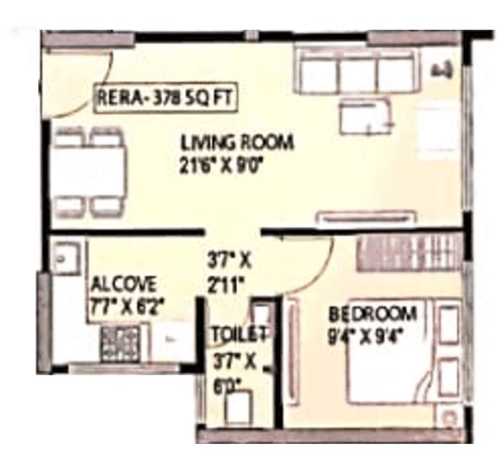 Haware Green Horizon Unit plan - 378 sq.ft.