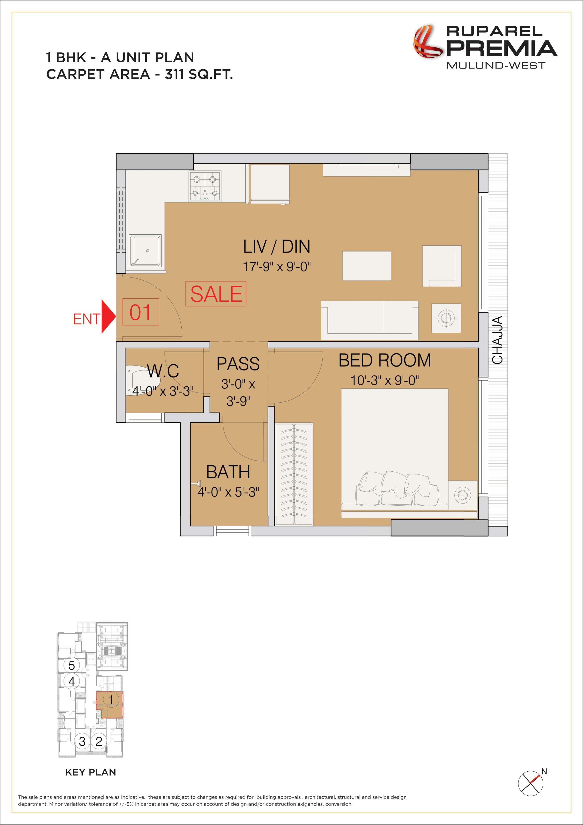 Ruparel Premia Unit plan - 311 sq.ft.