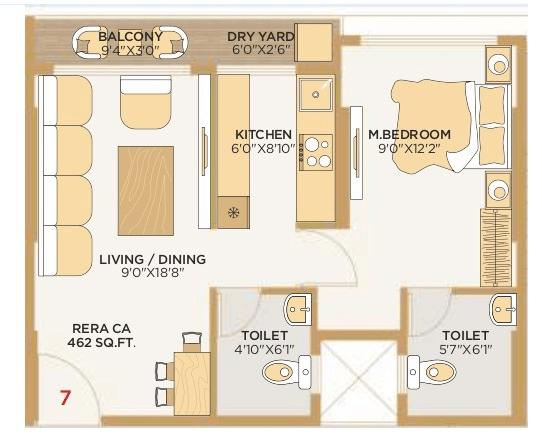 Shreeji Laxmi Unit plan - 462 sq.ft.