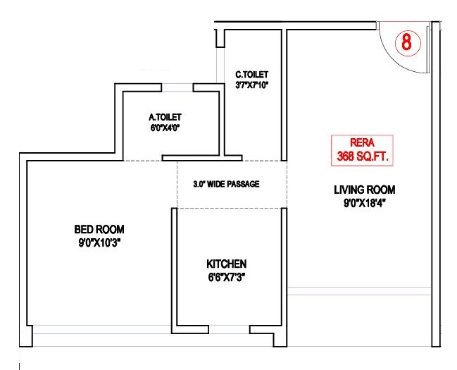 Shreeji Shraddha Unit plan - 368 sq.ft.