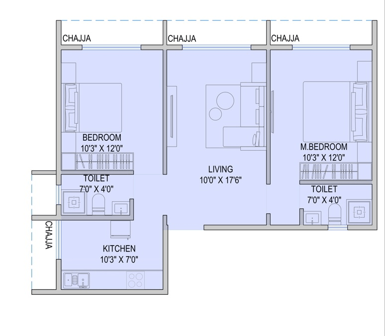 Delta Palacio Unit plan - 678 sq.ft.
